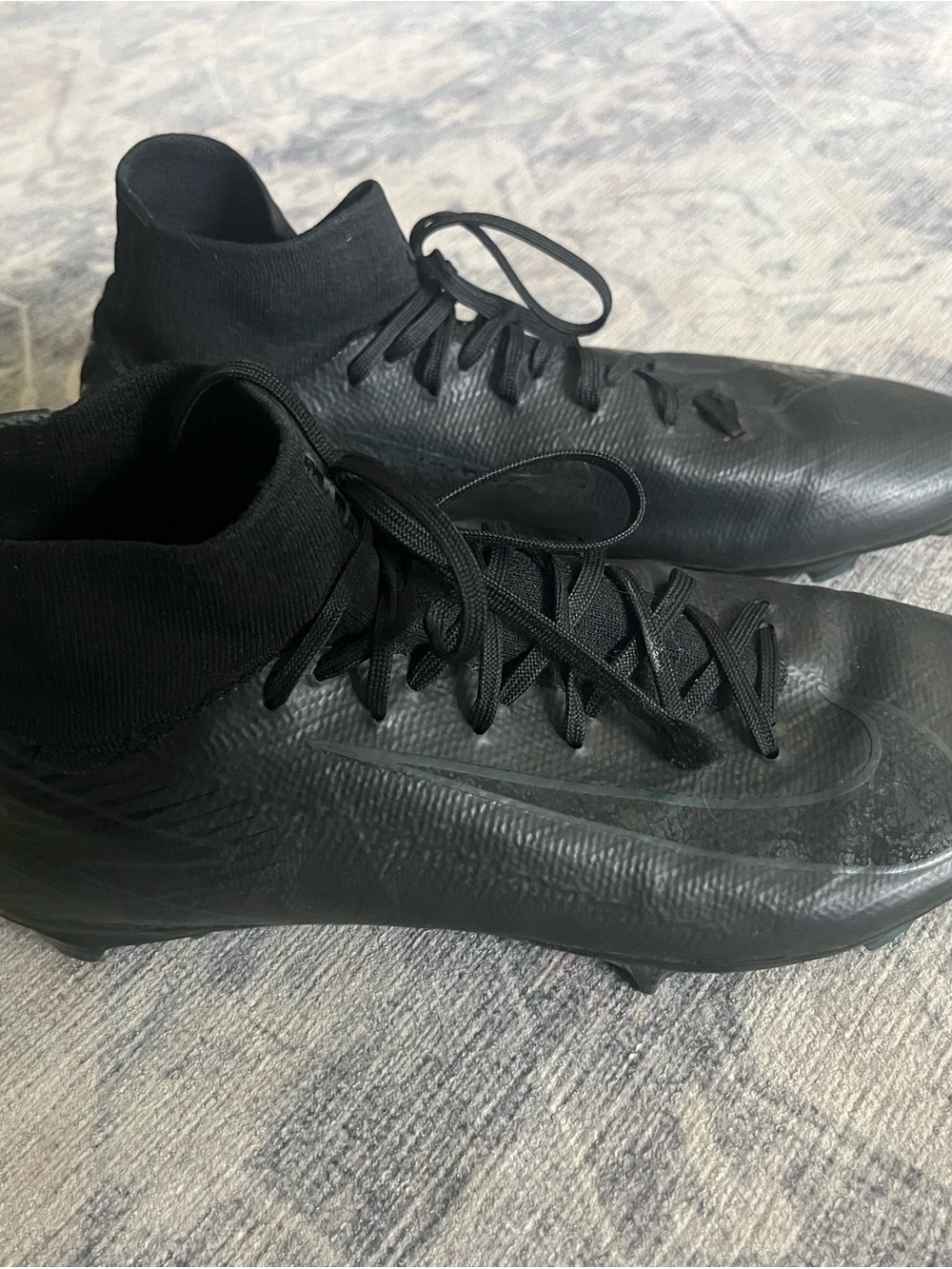 Nike Men's Black High-Top Soccer Cleats with Knit Ankle Collar